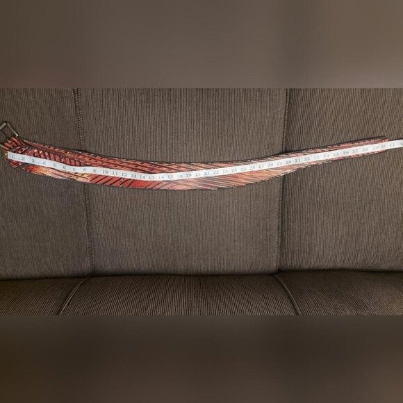 Firetrap Wide Leather Belt Red & Black Tribal Pattern Grunge Waist Cincher - Picture 4 of 8